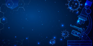 蓝色科技感现代显微镜粒子科学实验展板背景